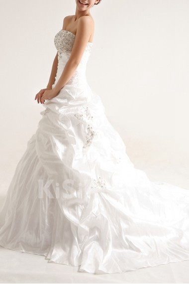 Taffeta Strapless Ball Gown with Sequins