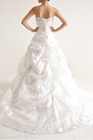 Taffeta Strapless Ball Gown with Sequins