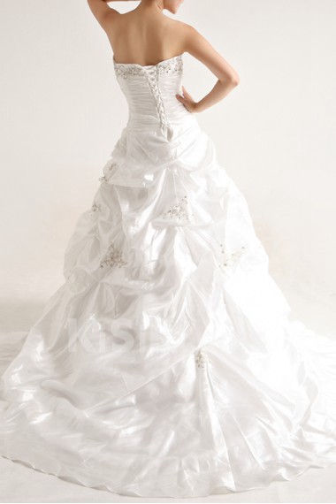 Taffeta Strapless Ball Gown with Sequins