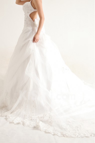 Organza Strapless Cathedral Train Ball Gown with Sequins