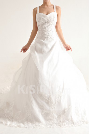 Organza Strapless Cathedral Train Ball Gown with Sequins