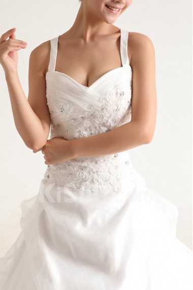 Organza Strapless Cathedral Train Ball Gown with Sequins