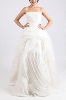 Organza Strapless Floor Length Ball Gown with Crystal