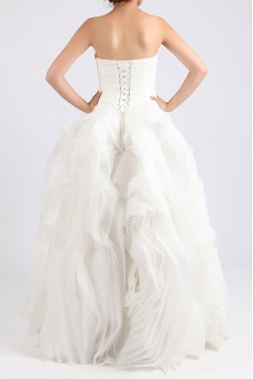 Organza Strapless Floor Length Ball Gown with Crystal