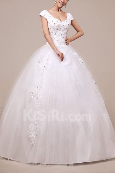 Organza Halter Floor Length Ball Gown with Crystal