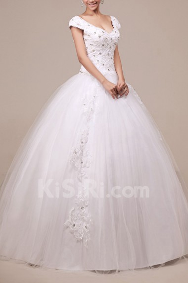 Organza Halter Floor Length Ball Gown with Crystal