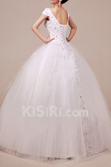 Organza Halter Floor Length Ball Gown with Crystal