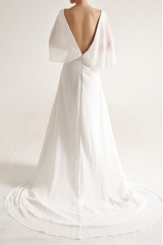 Chiffon V-neck A-line Gown with Pearls