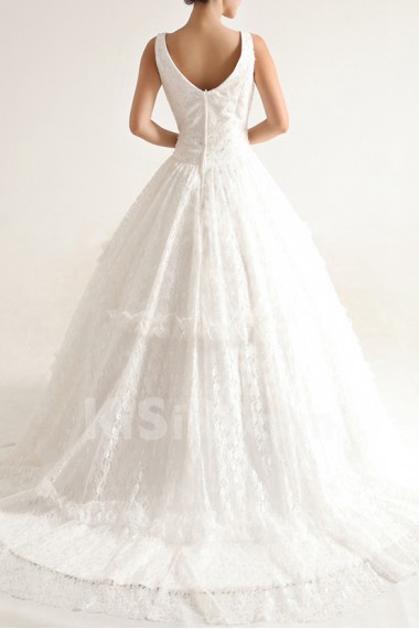 Lace V-neck Ball Gown