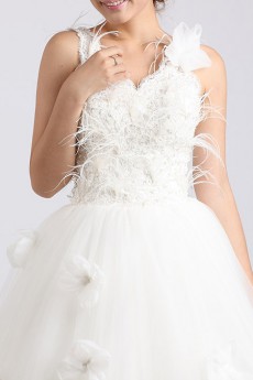 Net and Satin V-neck Ball Gown