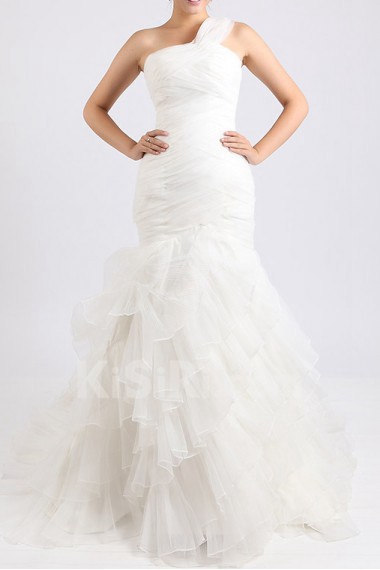 Organza One Shoulder Mermaid Gown