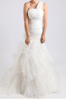 Organza One Shoulder Mermaid Gown