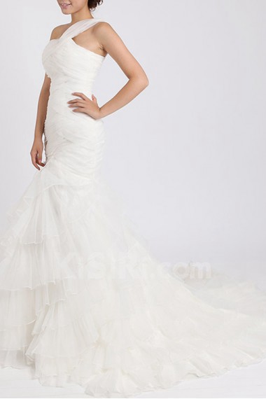 Organza One Shoulder Mermaid Gown