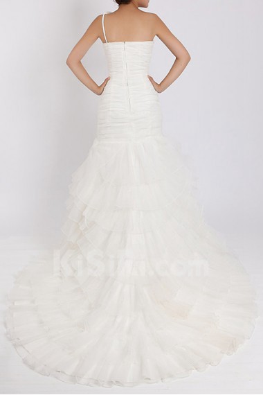 Organza One Shoulder Mermaid Gown