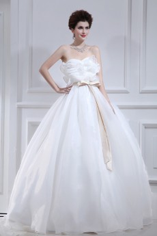 Organza Strapless Floor Length Ball Gown