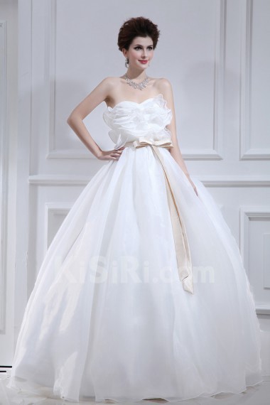 Organza Strapless Floor Length Ball Gown