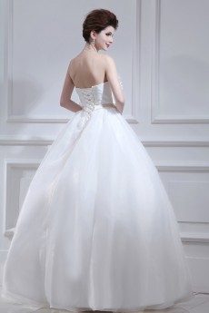 Organza Strapless Floor Length Ball Gown