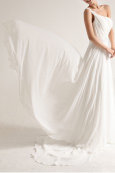 Chiffon One Shoulder A-line Gown