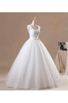 Organza Straps Neckline Floor Length Ball Gown with Handmade Flowers