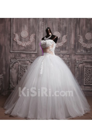 Satin Strapless Floor Length Ball Gown with Sequins