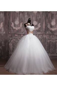 Satin Strapless Floor Length Ball Gown with Sequins