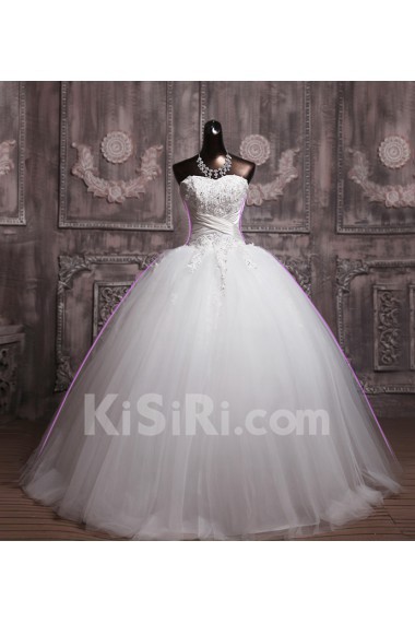 Satin Strapless Floor Length Ball Gown with Sequins