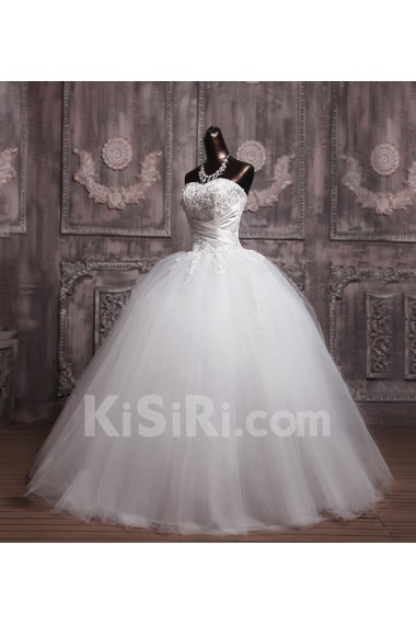 Satin Strapless Floor Length Ball Gown with Sequins