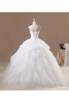 Organza Sweetheart Floor Length Ball Gown with Pearls