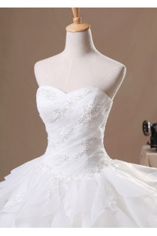 Organza Sweetheart Floor Length Ball Gown with Pearls