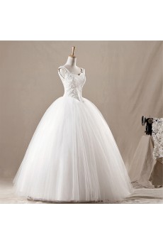 Net Straps Neckline Floor Length Ball Gown with Sequins