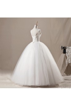 Net Straps Neckline Floor Length Ball Gown with Sequins