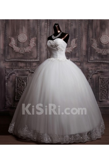 Net Sweetheart Floor Length Ball Gown with Sequins