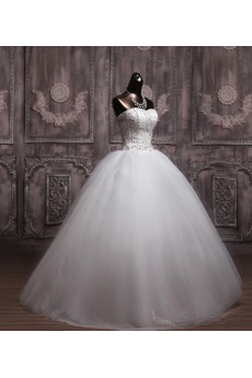 Organza Strapless Floor Length Ball Gown with Sequins