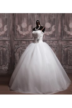 Organza Strapless Floor Length Ball Gown with Sequins