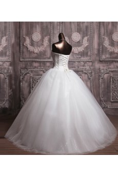 Organza Strapless Floor Length Ball Gown with Sequins