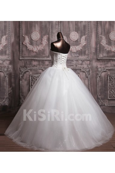 Organza Strapless Floor Length Ball Gown with Sequins