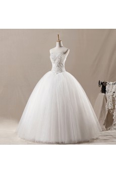 Net Strapless Floor Length Ball Gown with Sequins