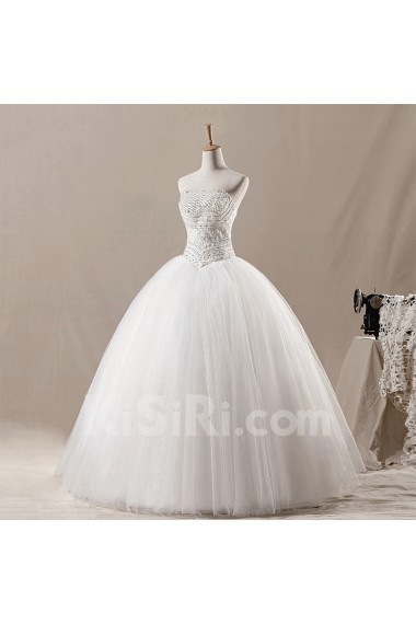 Net Strapless Floor Length Ball Gown with Sequins