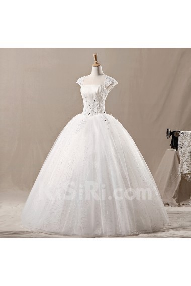 Net Strapless Floor Length Ball Gown with Sequins