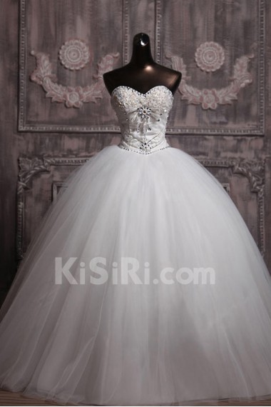 Organza Sweetheart Floor Length Ball Gown with Crystal