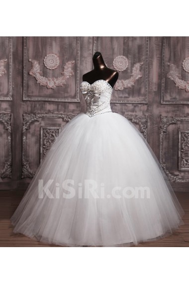 Organza Sweetheart Floor Length Ball Gown with Crystal