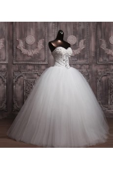 Organza Sweetheart Floor Length Ball Gown with Crystal