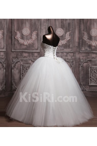 Organza Sweetheart Floor Length Ball Gown with Crystal