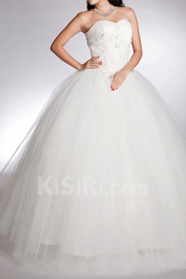 Net Sweetheart Floor Length Ball Gown with Beading