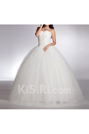 Net Sweetheart Floor Length Ball Gown with Beading