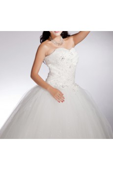 Net Sweetheart Floor Length Ball Gown with Beading