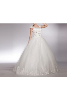 Net Straps Neckline Floor Length Ball Gown with Sequins