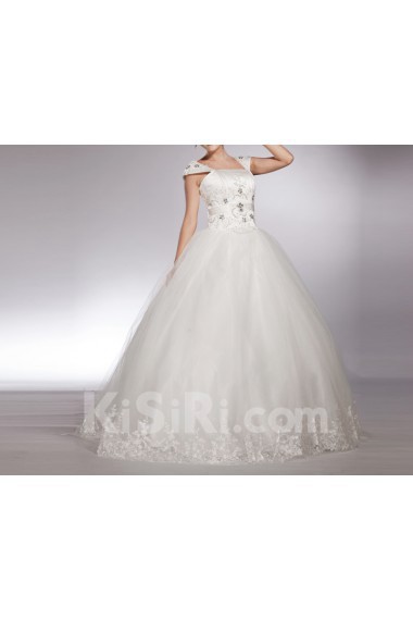 Net Straps Neckline Floor Length Ball Gown with Sequins