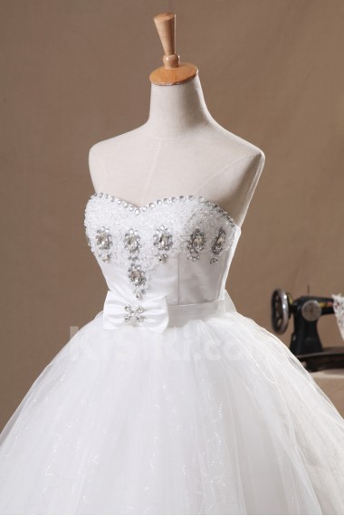 Organza Sweetheart Floor Length Ball Gown with Crystal