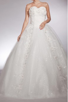 Net Sweetheart Floor Length Ball Gown with Sequins